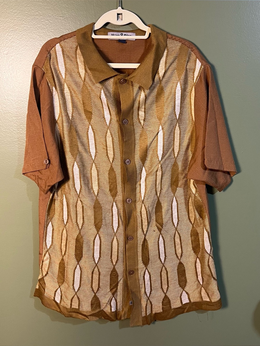 Brown Short-Sleeve Button Front Knit Jacket